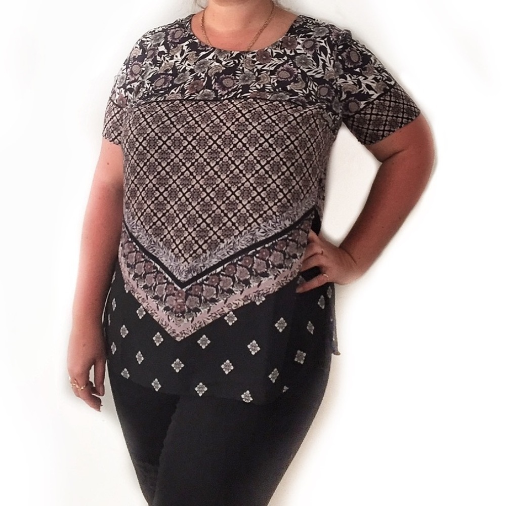 Daniel Rainn tunic blouse plus size 1X mixed print